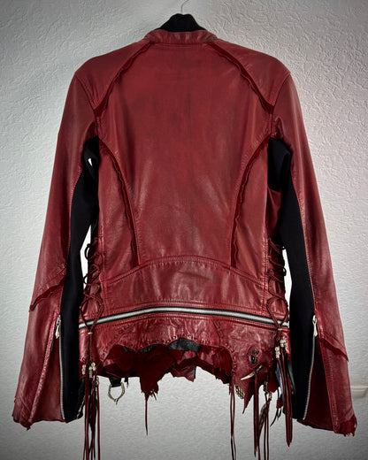 14th Addiction “Beat It” Crimson Leather Jacket