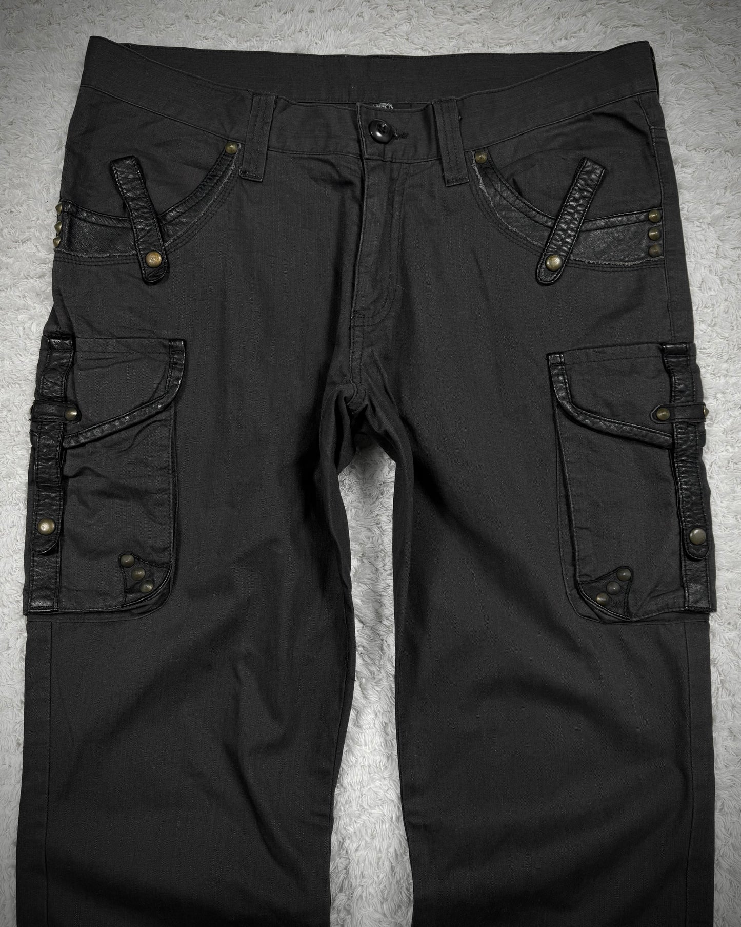 Semantic Design Studded Leather Detailed Flared Cargo Pants