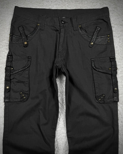 Semantic Design Studded Leather Detailed Flared Cargo Pants