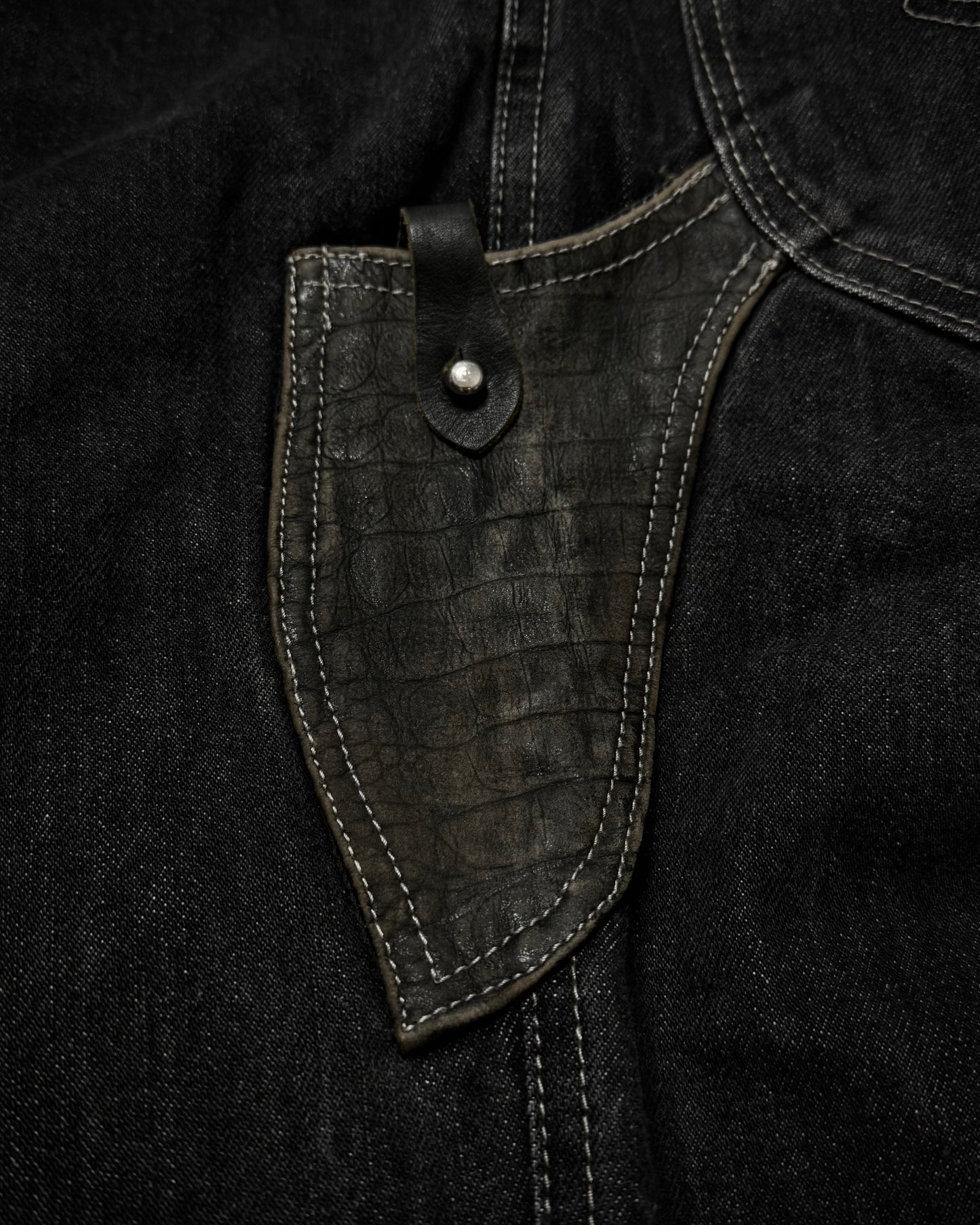 Obelisk Crocodile Pocket Flared Jeans