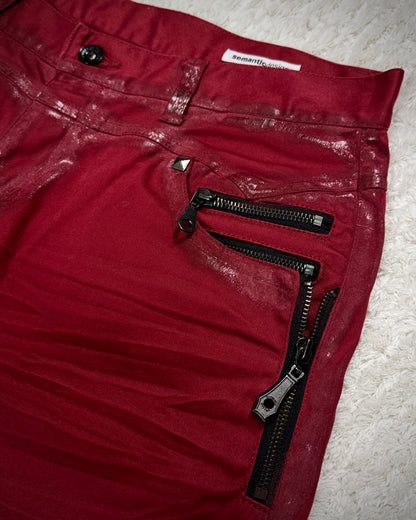 Semantic Design Crimson Waxed Studded Bootcut Jeans