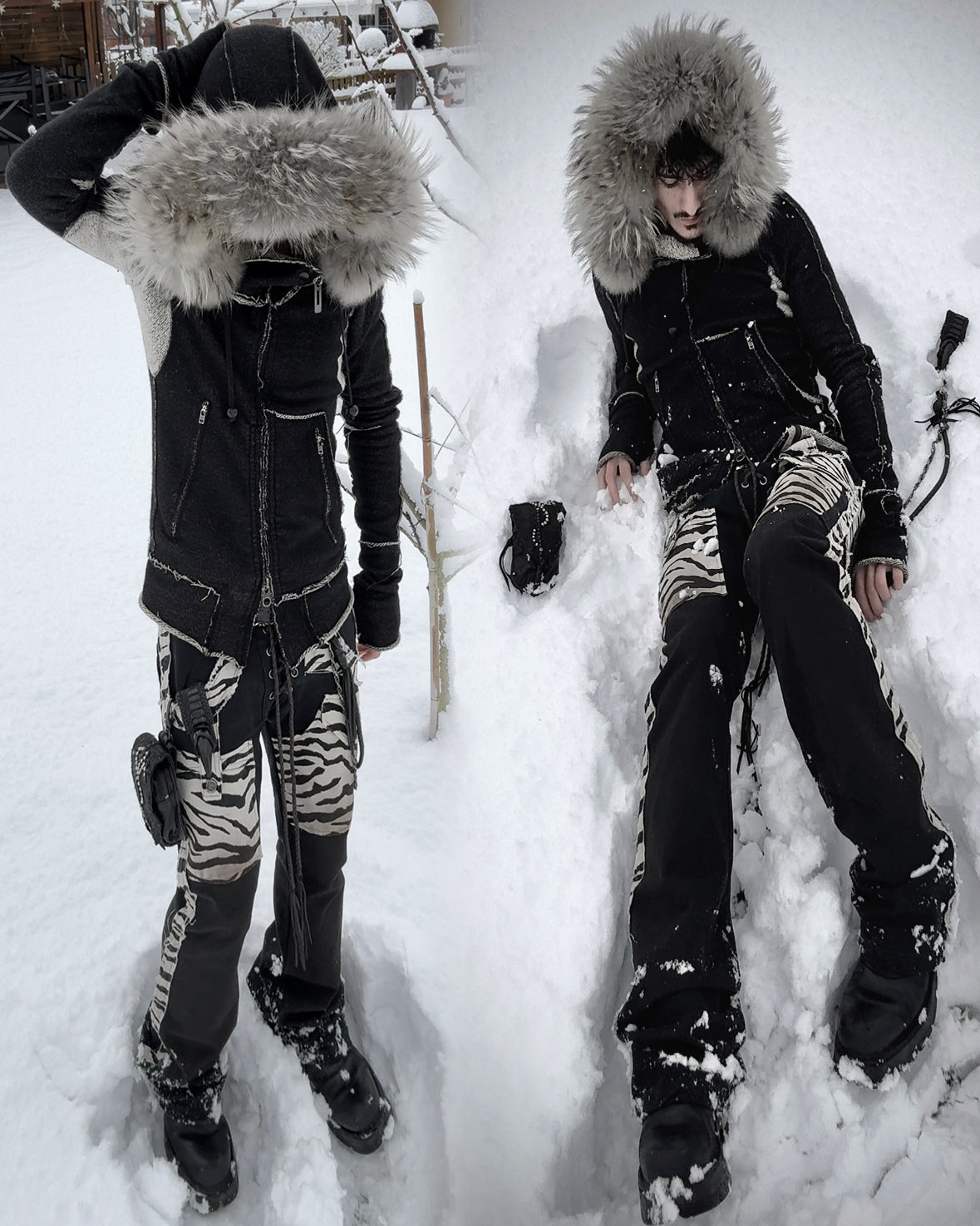 The Space Between Us Zebra Lace Up Flared Pants