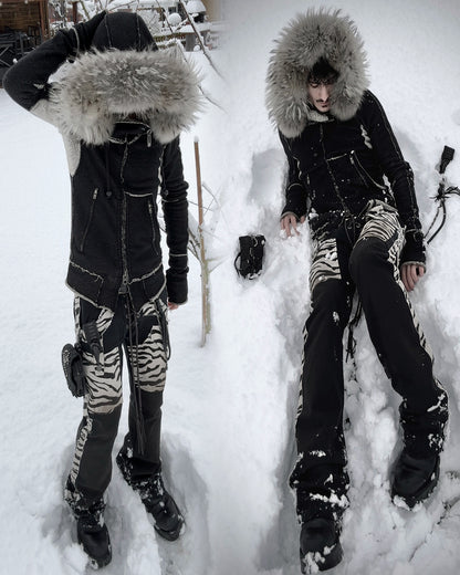 The Space Between Us Zebra Lace Up Flared Pants