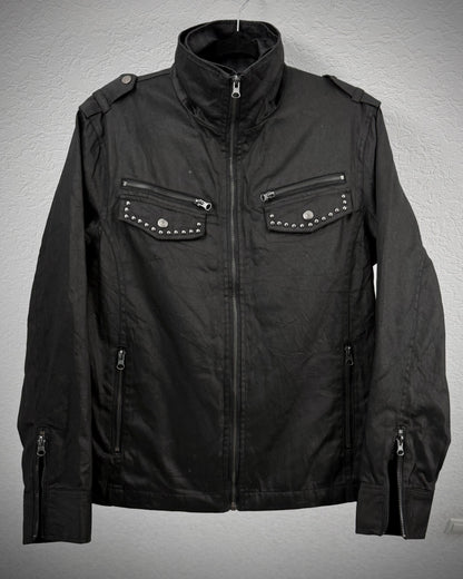 In The Attic Double Zip Layered Waxed Studded Jacket