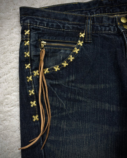 Lee Cross Studded Spiral Flared Jeans