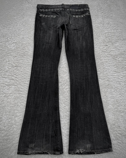Semantic Design Studded Distressing Flared Jeans