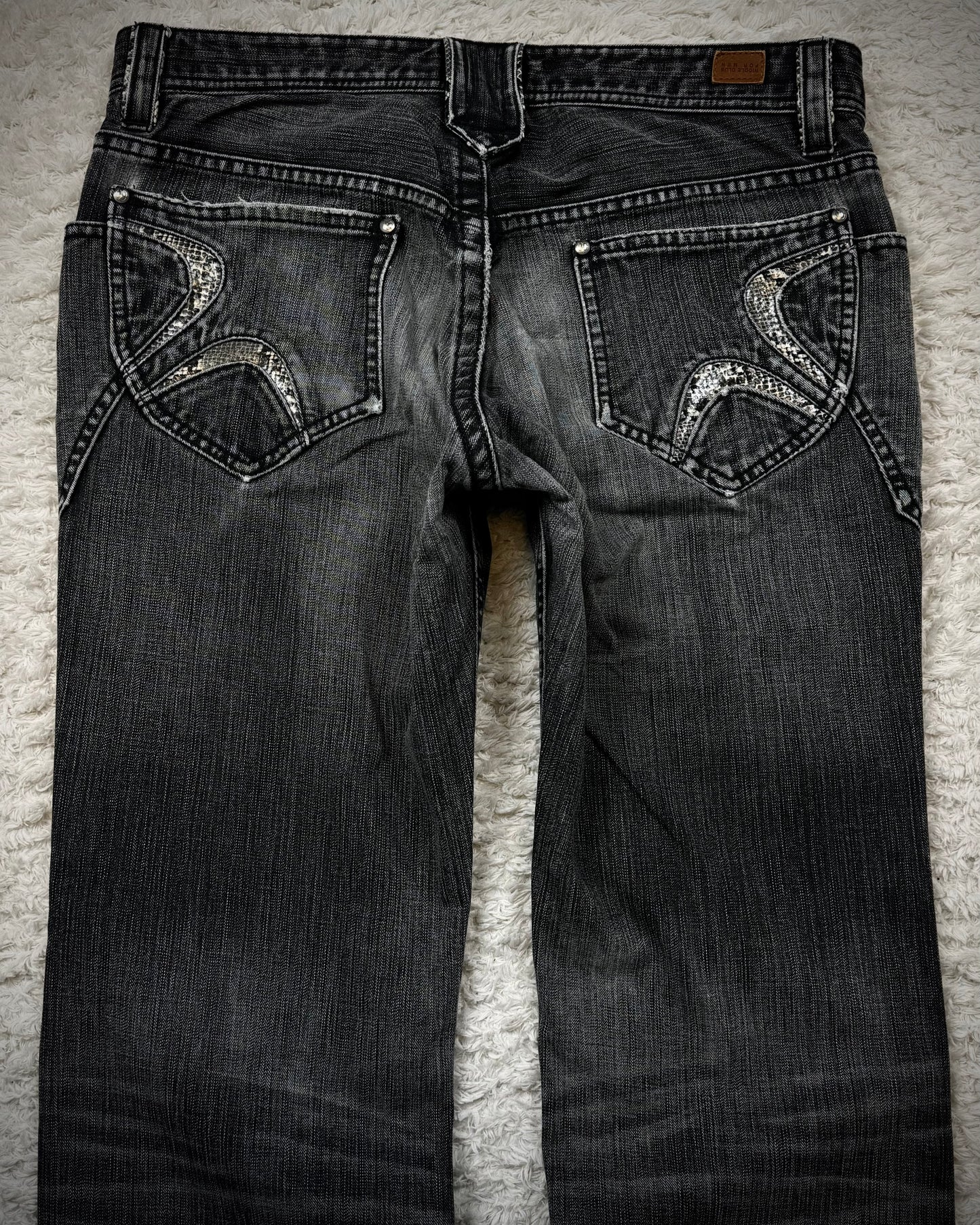 Nicole Club Python Detailed Whisker Washed Bootcut Jeans
