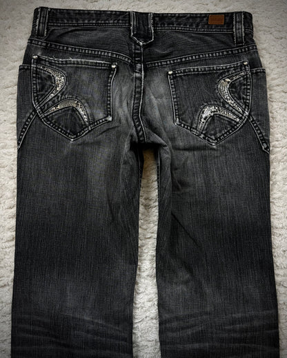 Nicole Club Python Detailed Whisker Washed Bootcut Jeans