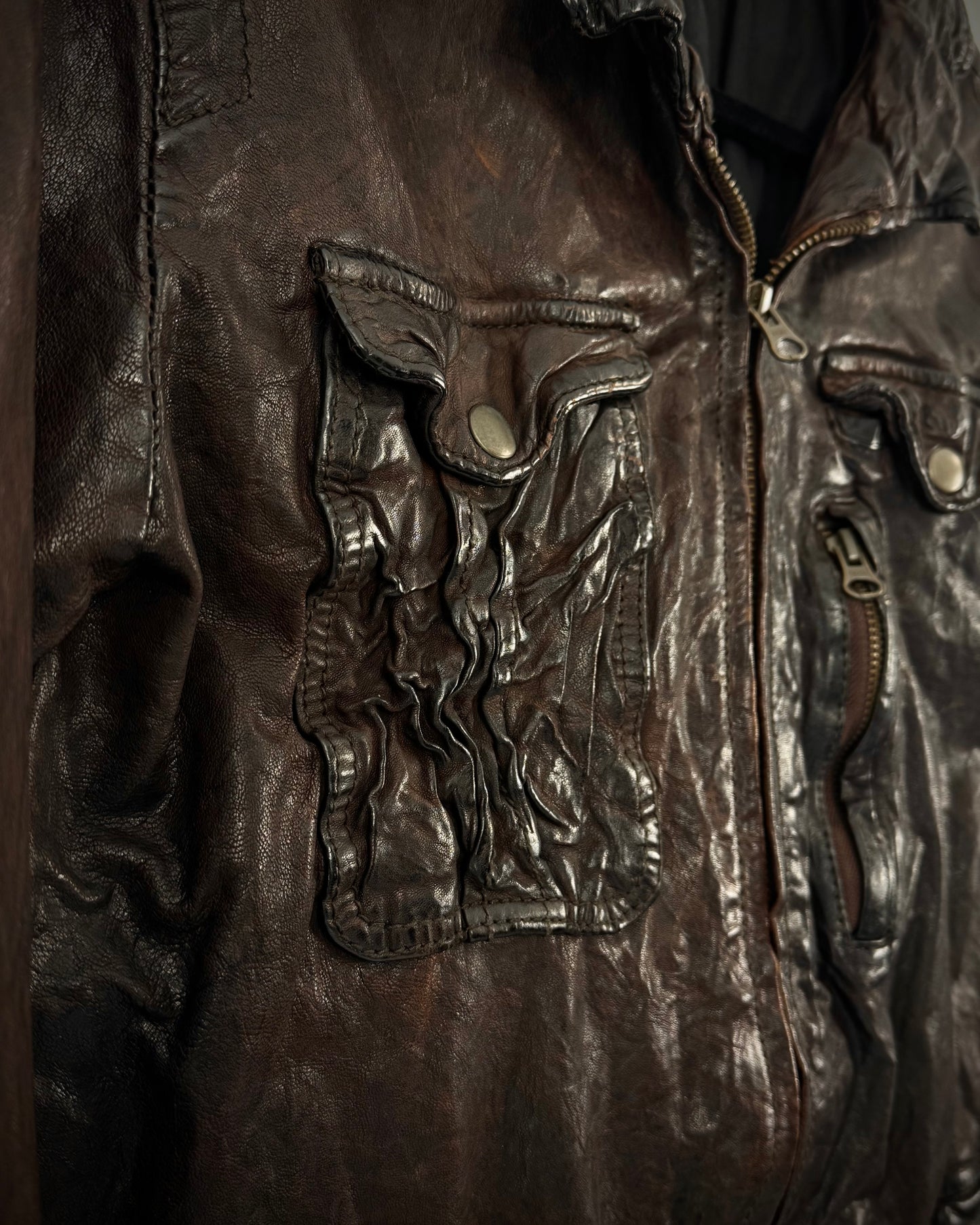Undercurrent Rust Dyed Quilted Leather Jacket