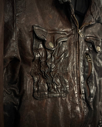 Undercurrent Rust Dyed Quilted Leather Jacket