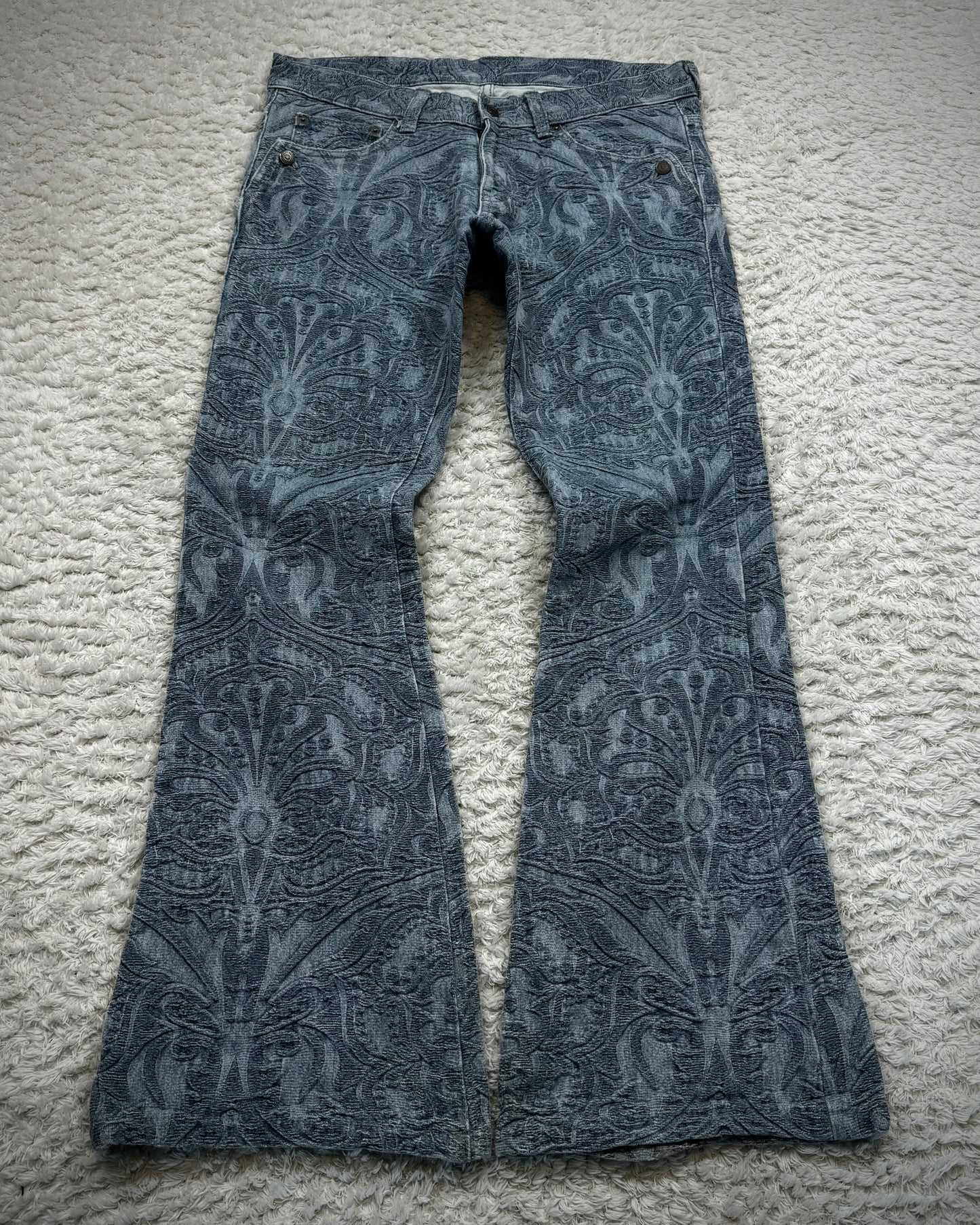 Tornado Mart 3D Paisley Pattern Flared Jeans