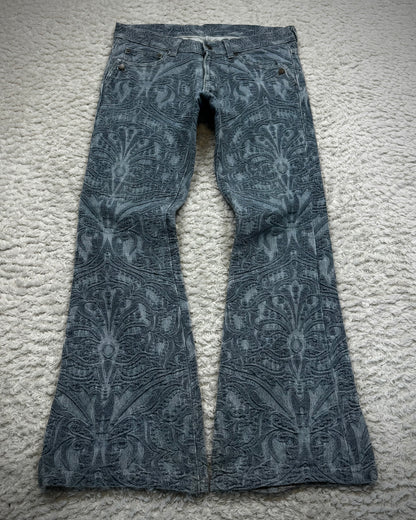 Tornado Mart 3D Paisley Pattern Flared Jeans