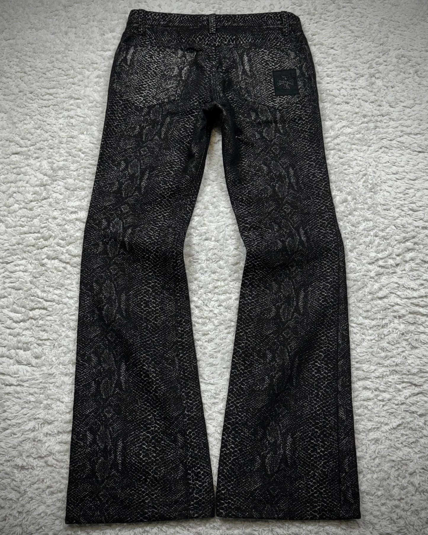 Yasuyuki Ishii Silver Python Jacquard Flared Pants