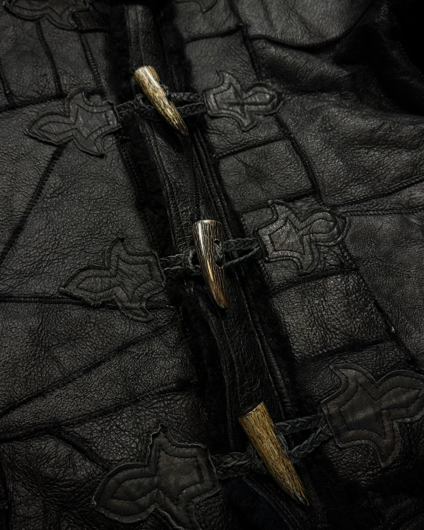 Royal Flash Fur Hood Leather Patchwork Jacket