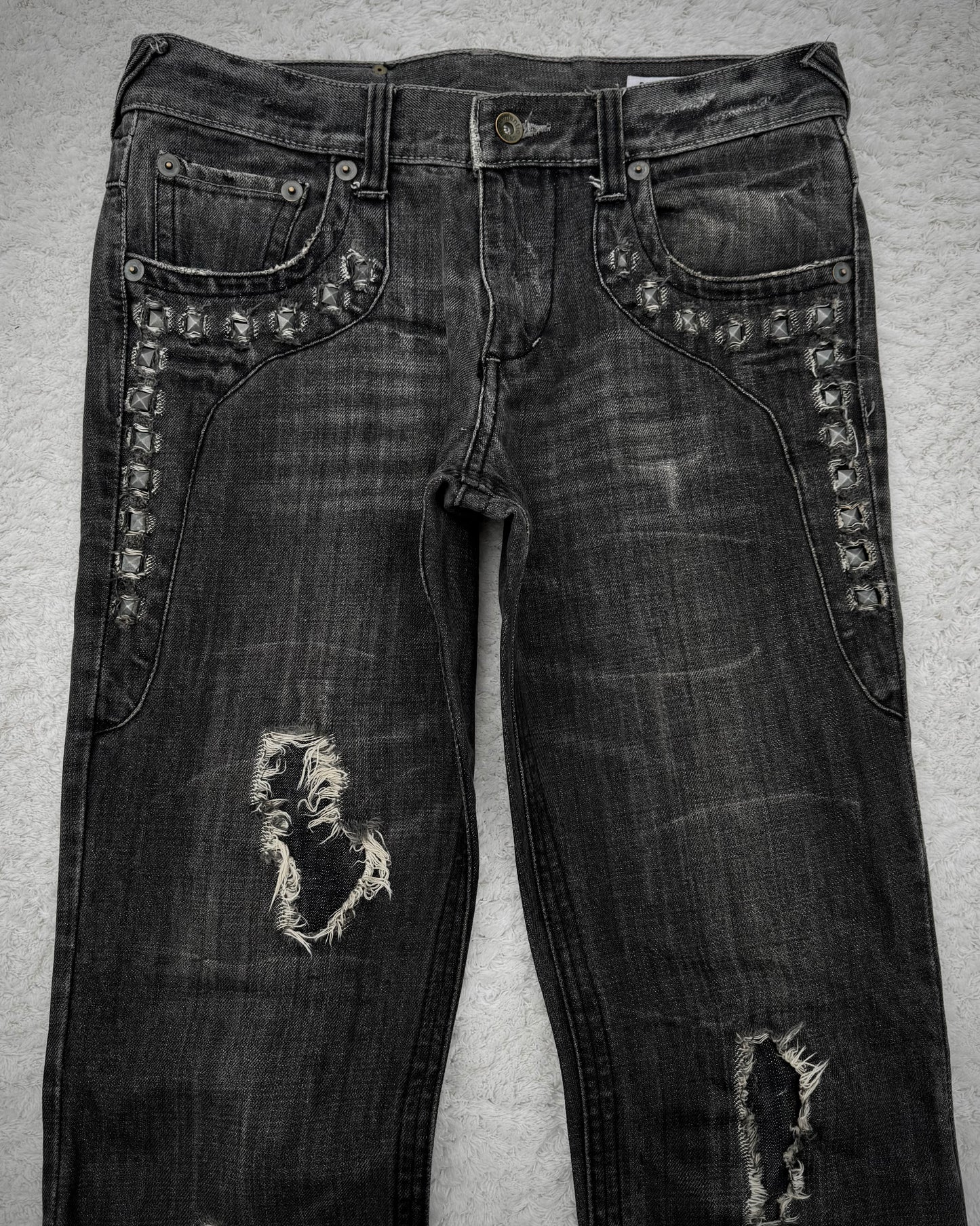 Semantic Design Studded Distressing Flared Jeans
