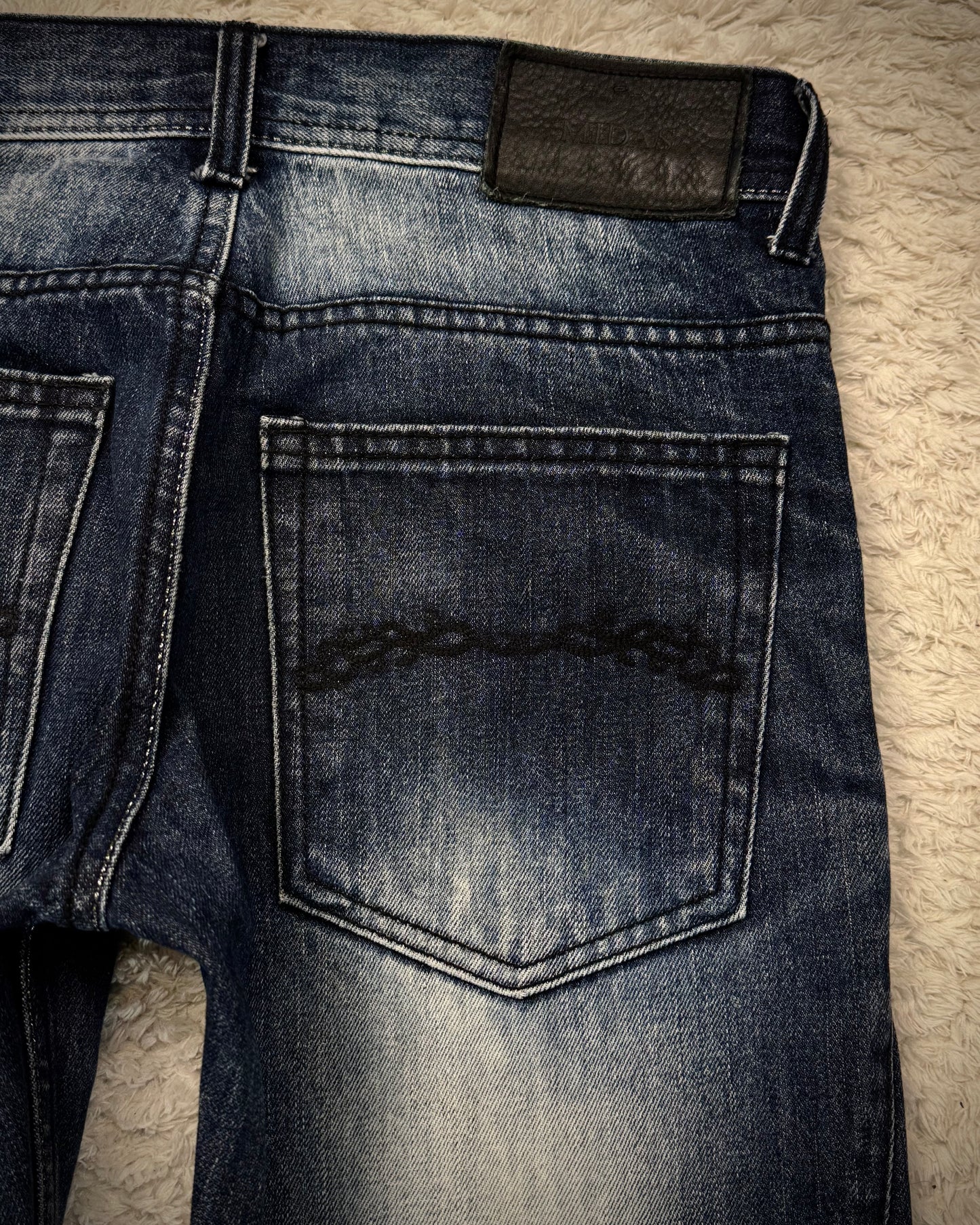 Midas Clawmarks Silver Tribal Embroidery Flared Jeans