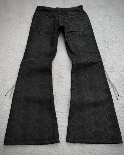 Tornado Mart Python Pattern Lace Up Flared Pants
