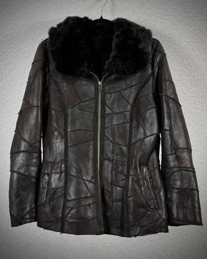 Lamb Fur Interior Leather Patchwork Jacket
