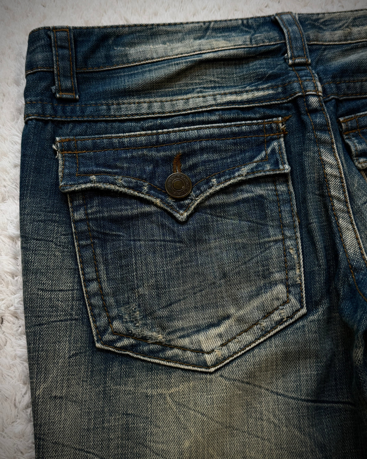Agate Label Mud Honeycomb Washed Vintage Flared Jeans