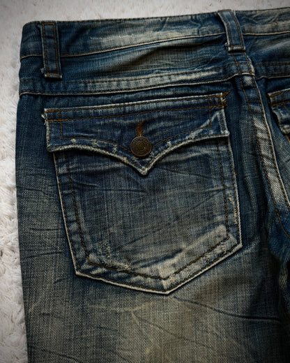 Agate Label Mud Honeycomb Washed Vintage Flared Jeans