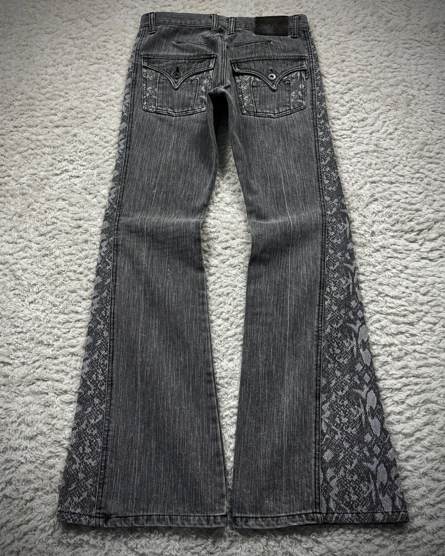 Morgan Homme Python Pattern Flared Jeans