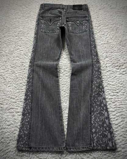 Morgan Homme Python Pattern Flared Jeans