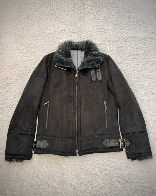 Tornado Mart Fur Collar Cheetah Pattern Jacket