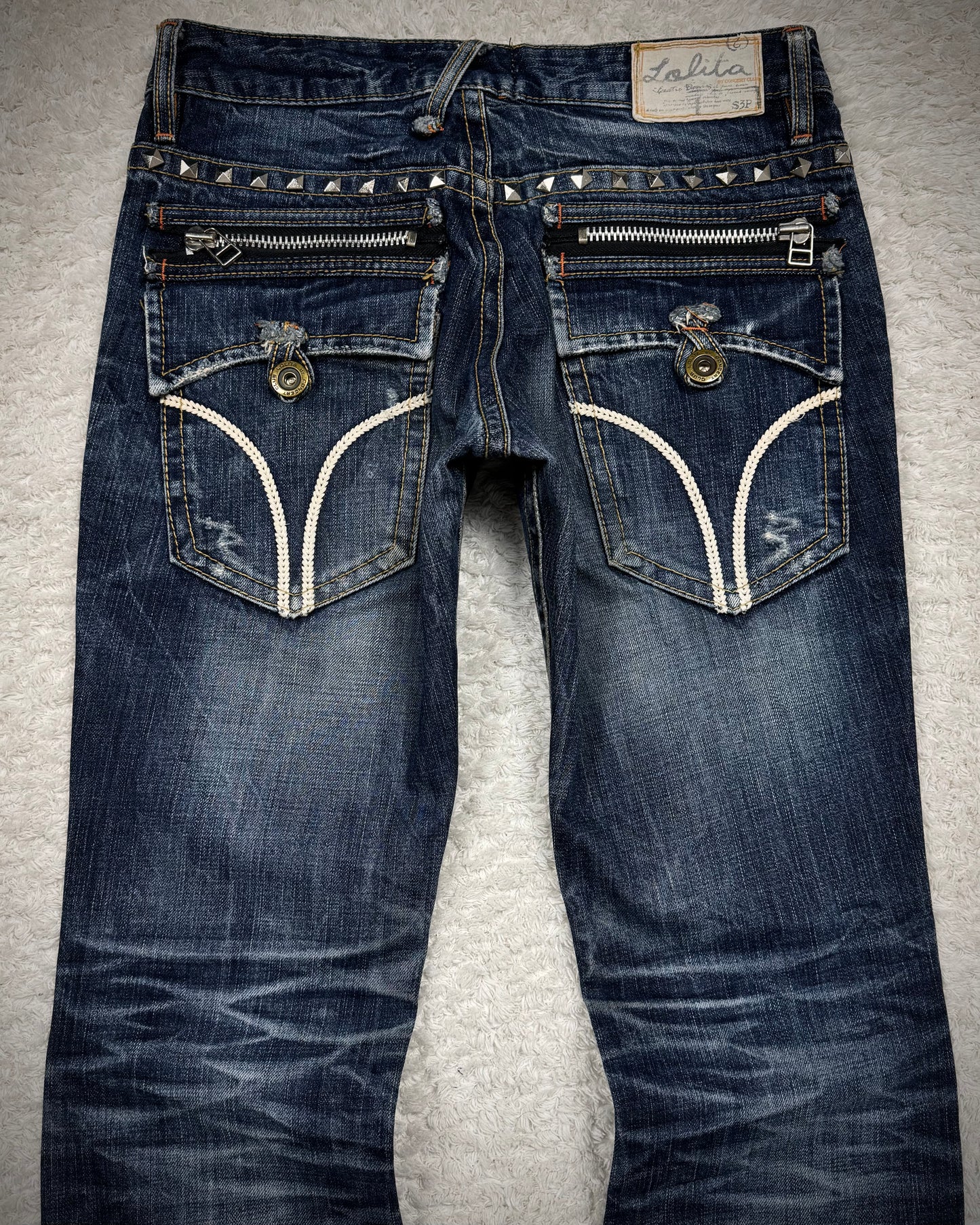 Lolita Studded Whisker Washed Vintage Bootcut Jeans