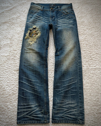 Xfrm Whiskered Royal Repaired Distressing Denim