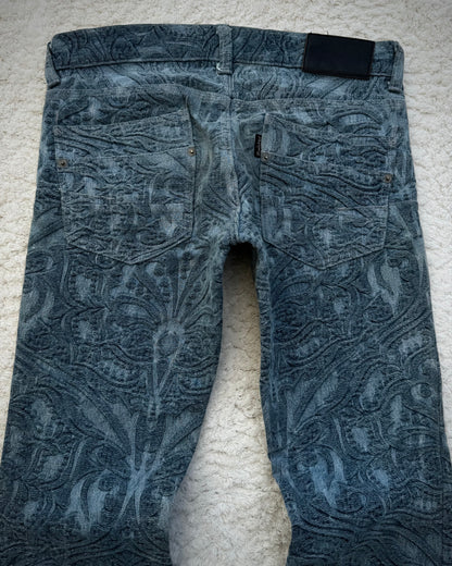 Tornado Mart 3D Paisley Pattern Flared Jeans