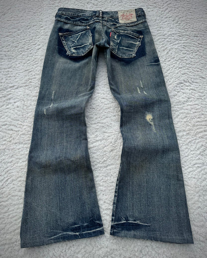 Tornado Mart Studded Straps Flared Jeans