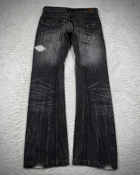 Nicole Club Repaired Distressing Flap Pockets Bootcut Jeans