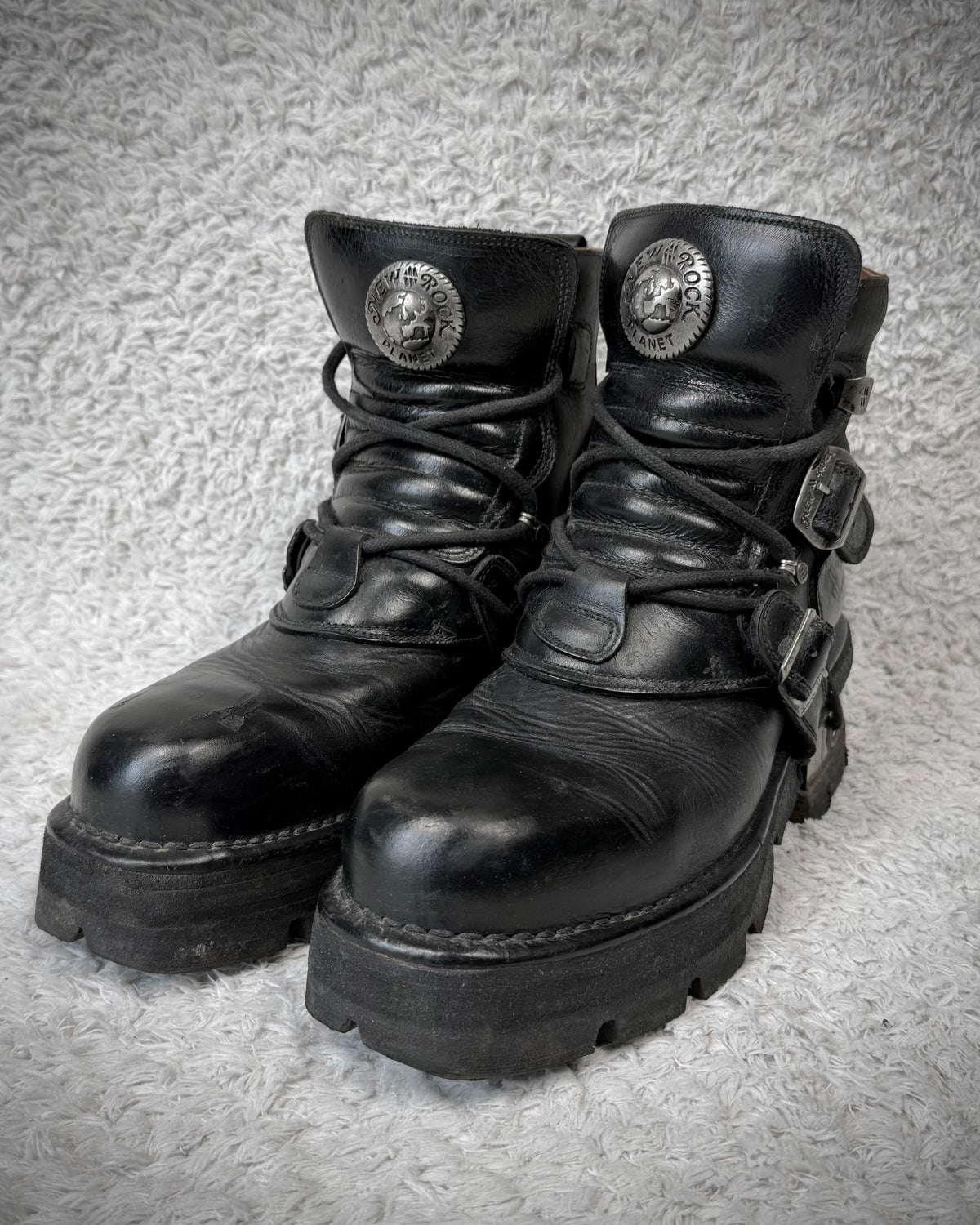 New Rock Steel Heel Leather Boots