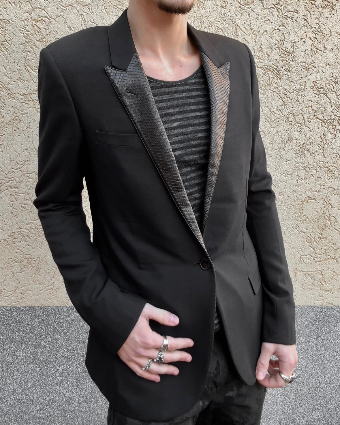 Saint Laurent Paris SS15 Python Lapel Blazer