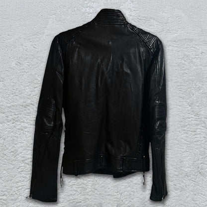 14th Addiction Tassel Lace-Up Leather Rider Jacket