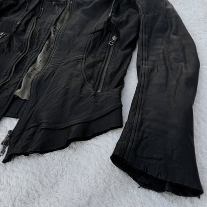 14th Addiction Asymmetrical Hooded Bono Leather Jacket