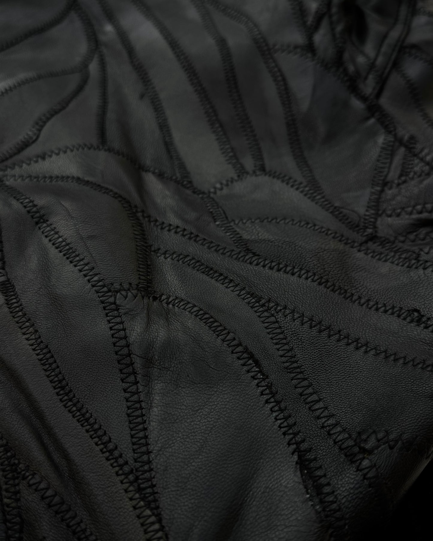 All The Way Scar Stitched Leather Patchwork Jacket