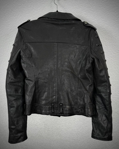 Affliction Black Studded Leather Biker Jacket