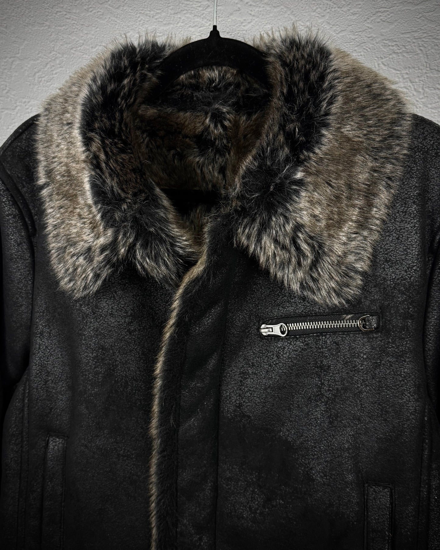 Semantic Design Fur Interior Luster Textured Jacket