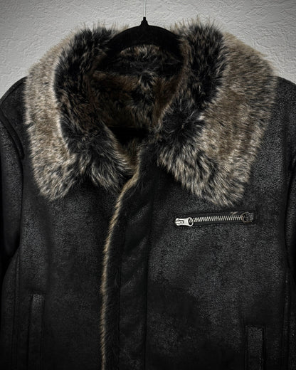 Semantic Design Fur Interior Luster Textured Jacket