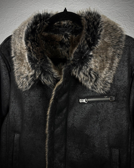 Semantic Design Fur Interior Luster Textured Jacket