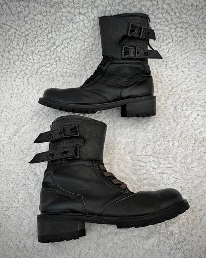 Midas Belted Leather Combat Boots
