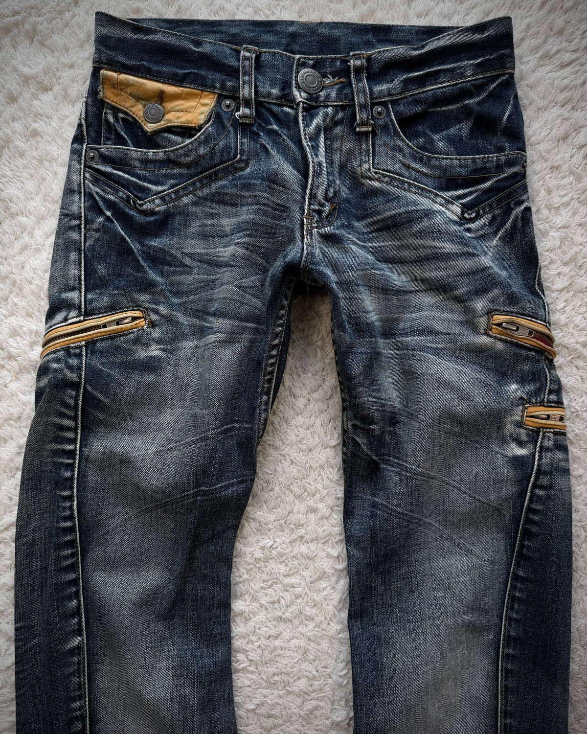 Rattle Trap Leather Flap Whiskered Bootcut Jeans