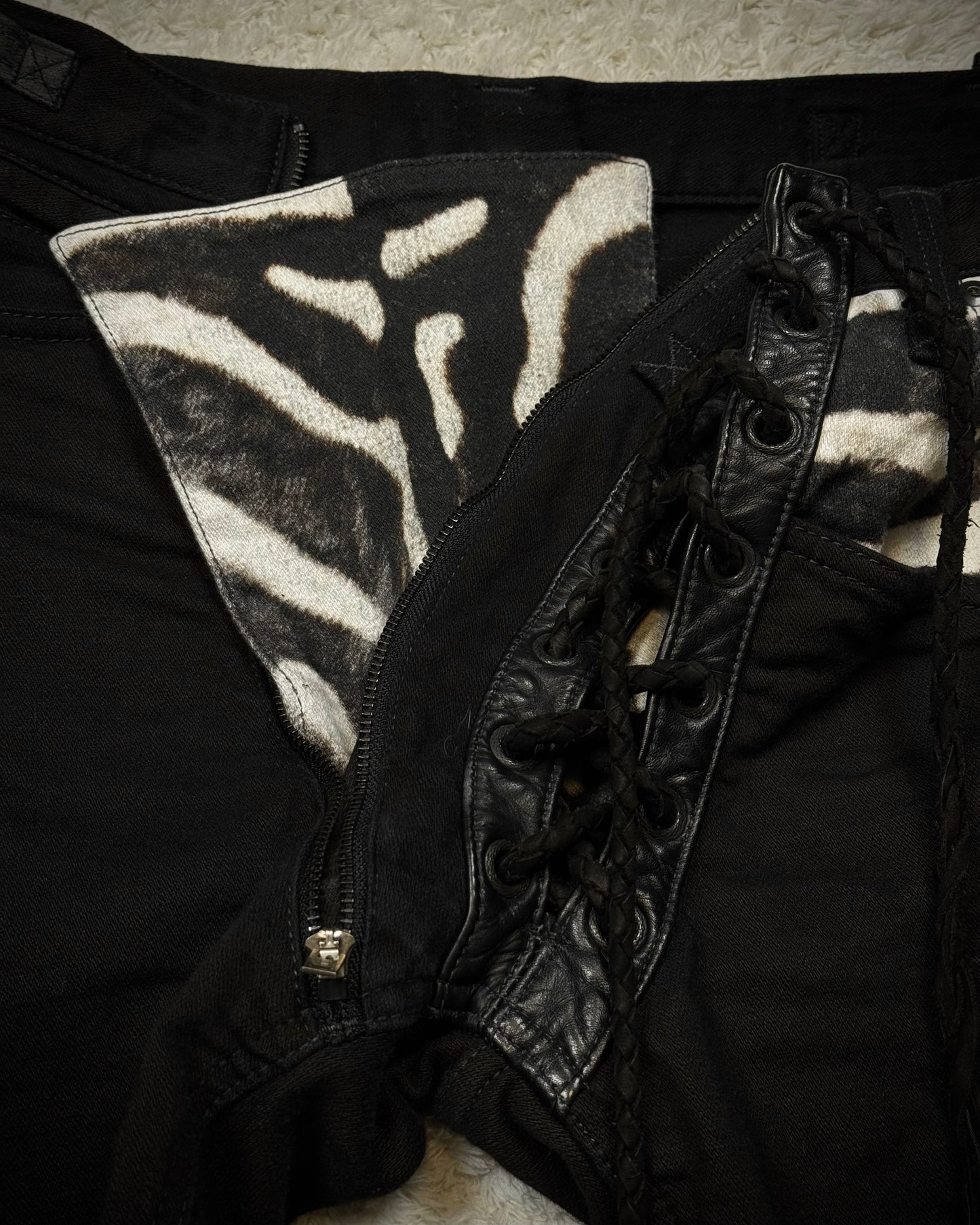 IfSixWasNine Zebra Lace Up Slim Bootcut Pants