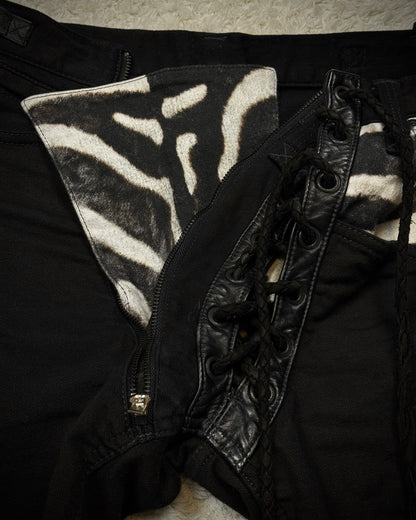 IfSixWasNine Zebra Lace Up Slim Bootcut Pants