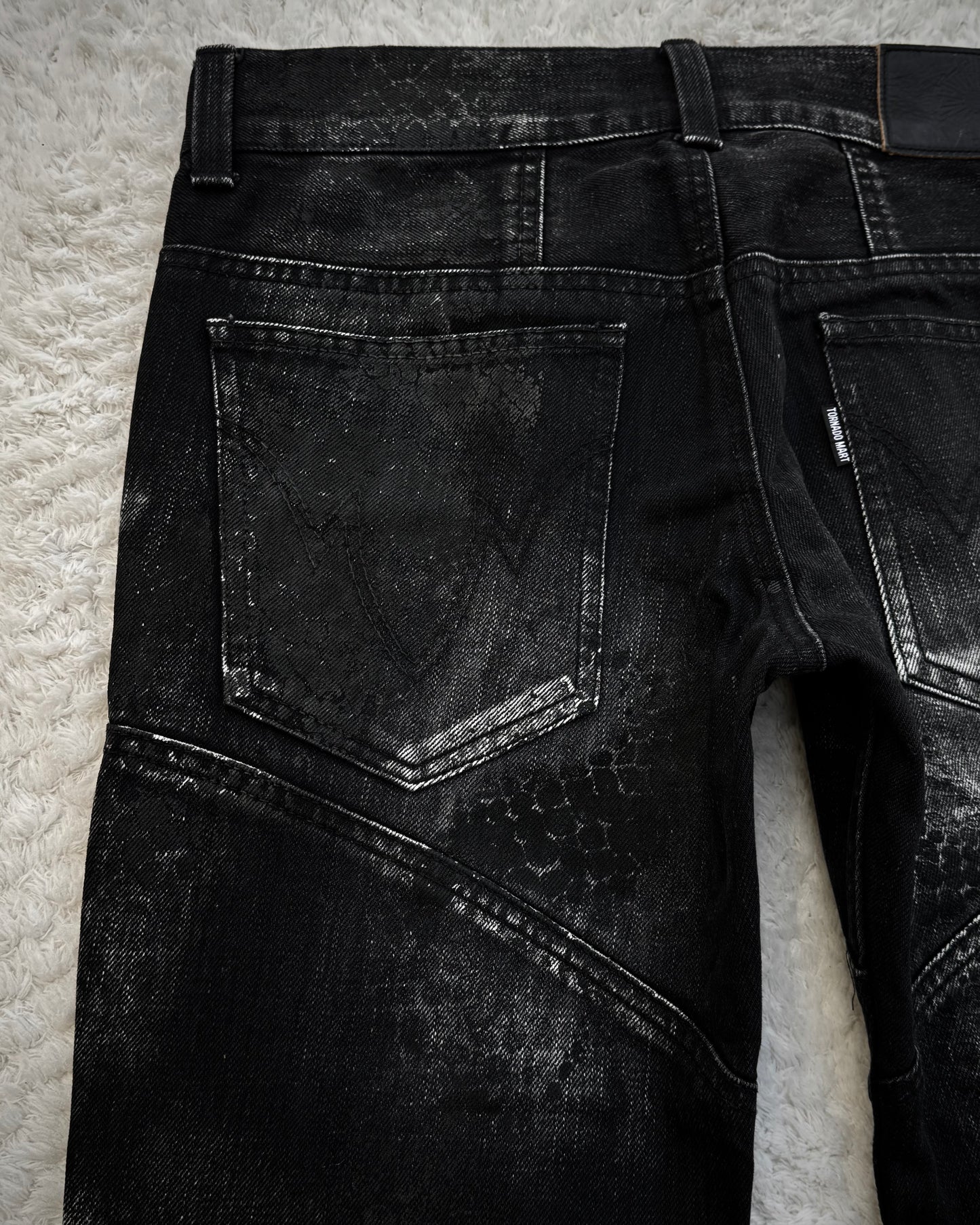 Tornado Mart Snakeskin Imprinted Lace Up Flared Jeans