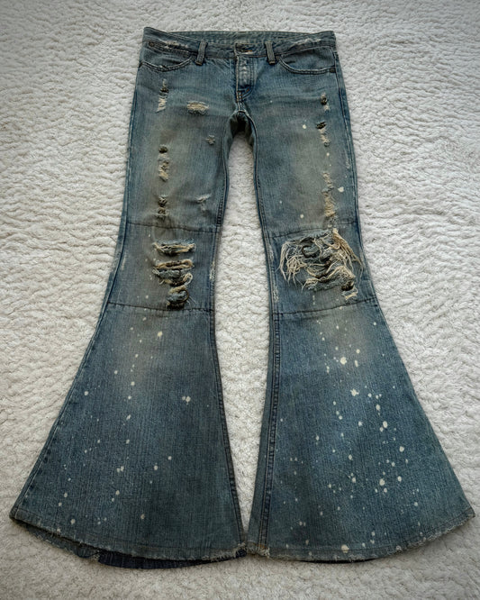 IfSixWasNine Mud Max Pierced Bell Bottom Flared Jeans