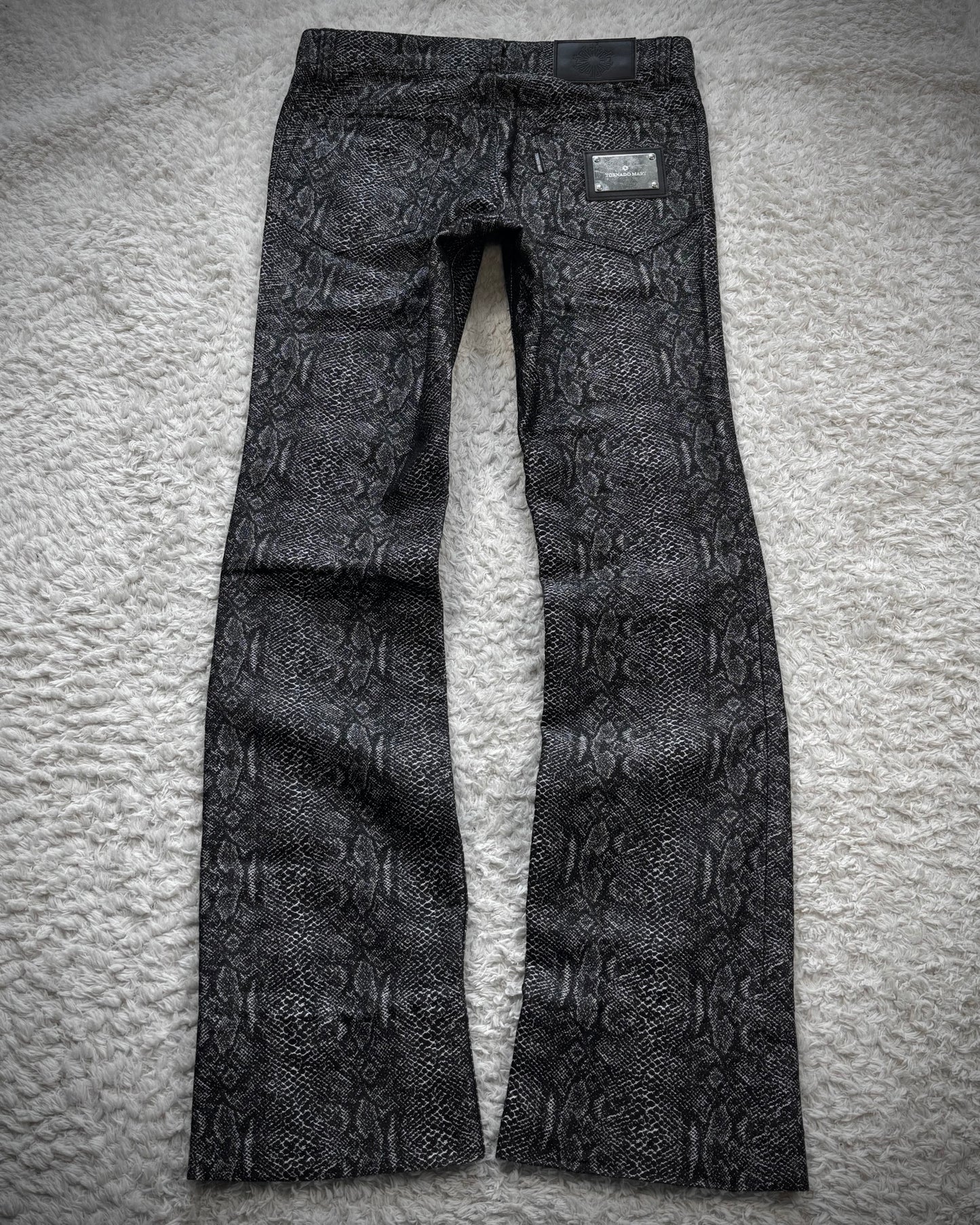 Tornado Mart Woven Python Slim Bootcut Pants