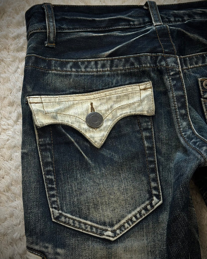 Rattle Trap Vintage Paint Detailed Bootcut Jeans