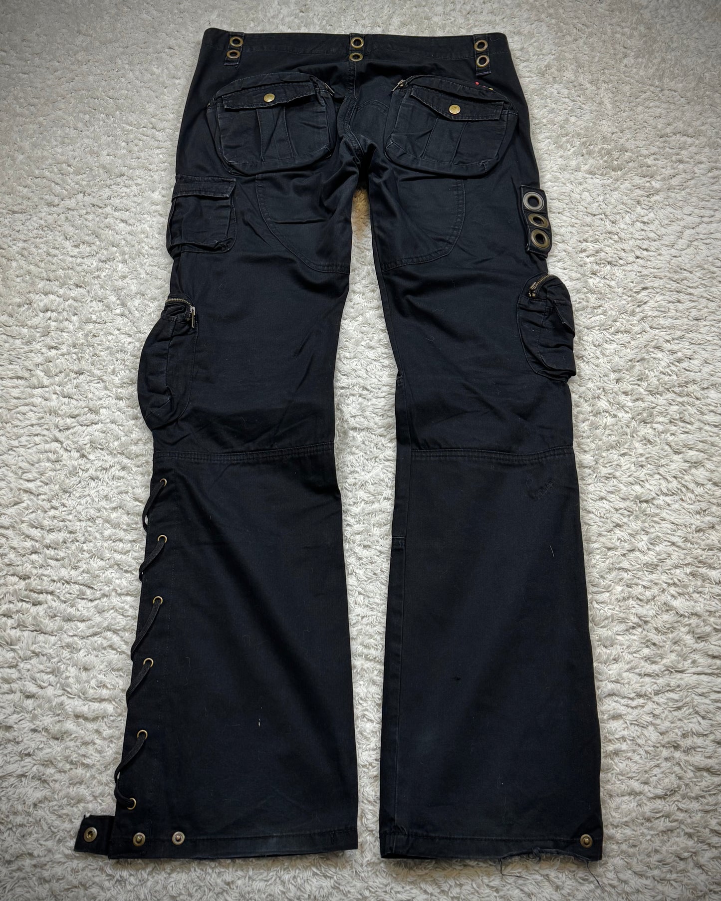 Kelen 3D Cargo Pockets Lace Up Bootcut Pants